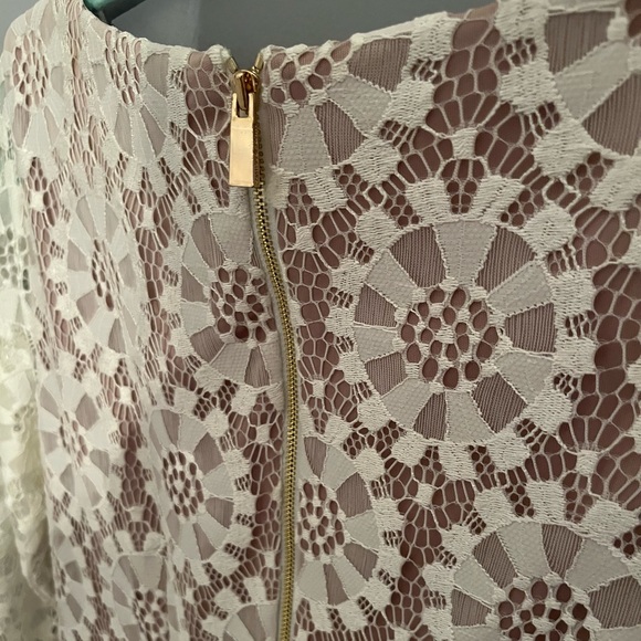 Vince Camuto Nude Dress with White Lace Overlay - Picture 5 of 5